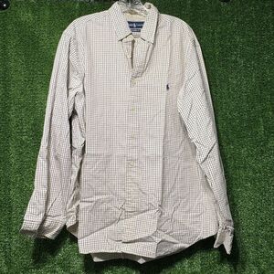 Mens Polo Ralph Lauren Plaid Button Up Dress Casual Shirt Mens Sz XL Blue/Green